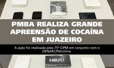 PMBA realiza grande apreensão de cocaína em Juazeiro-BA