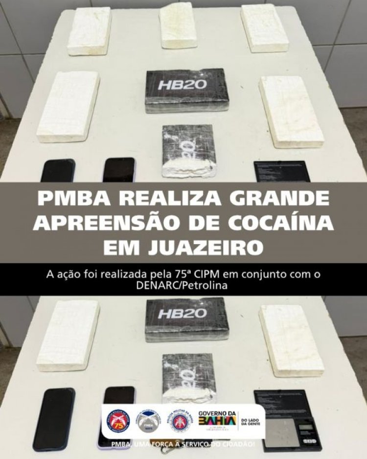 PMBA realiza grande apreensão de cocaína em Juazeiro-BA