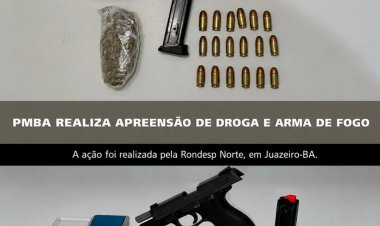 PMBA REALIZA APREENSÃO DE DROGAS E ARMA DE FOGO 