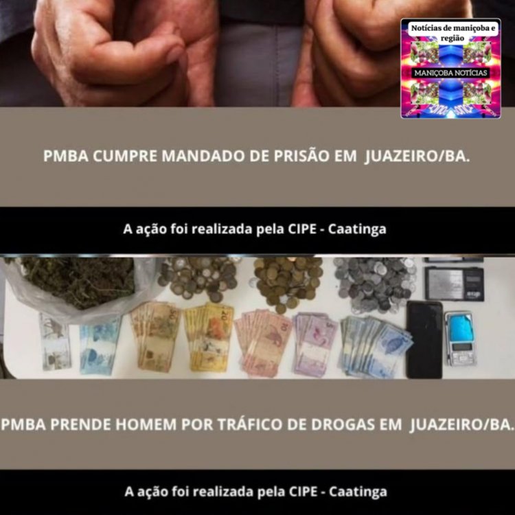   CIPE CAATINGA CUMPRE MANDADO DE PRISÃO E APREENDE TRÊS QUILOS DE DROGAS EM JUAZEIRO.